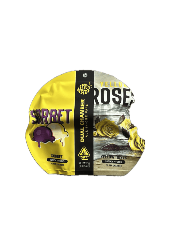 Dual Chamber THC Vape Pen 0.5+0.5ml Sorbet & Yellow Roses